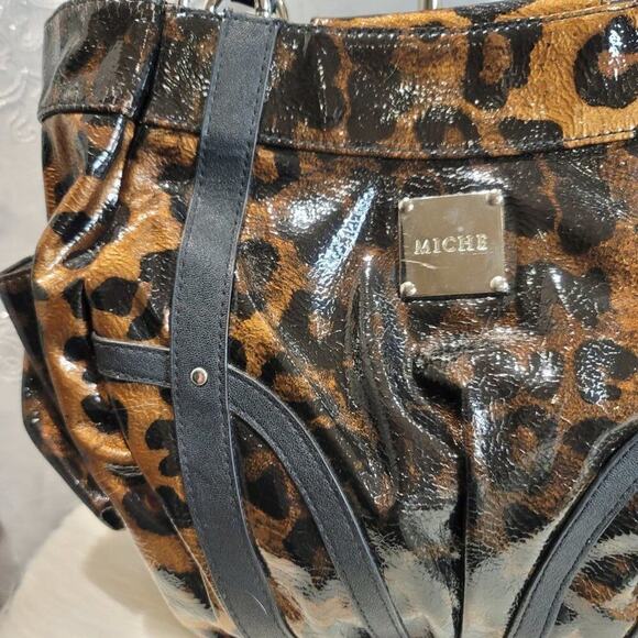 Miche Lisa Demi Shell in Bronze and Black Patent Faux Leather Leopard Print - Picture 2 of 11